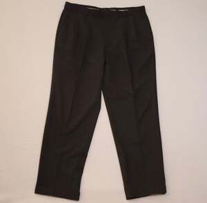 Millinea Men's Dark Charcoal Grey 100% Wool Pleated Dress Trousers Size 38